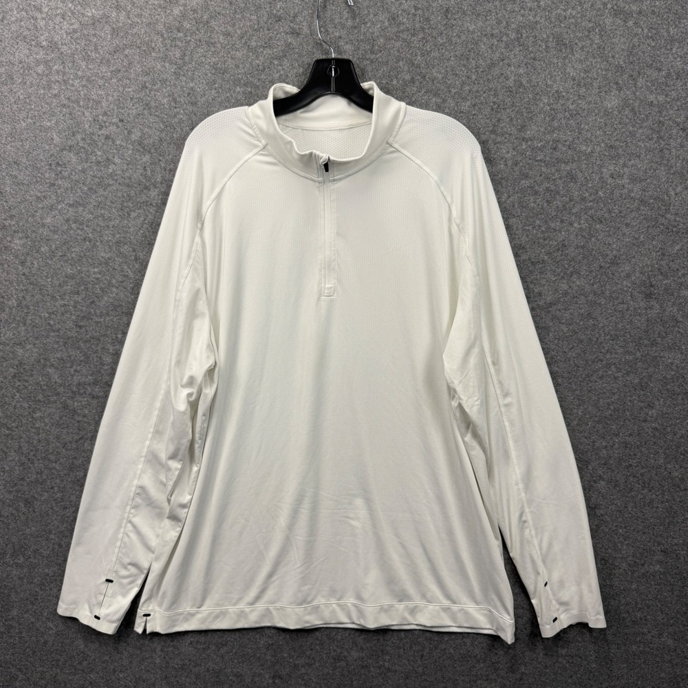 Rhone Reign Quarter Zip Pullover Mens White Performance Training Top Size XL